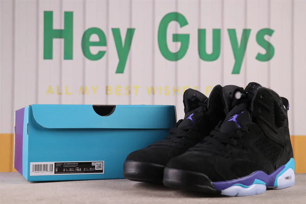 Air Jordan 6 Black Purple Turquoise - Hình 9