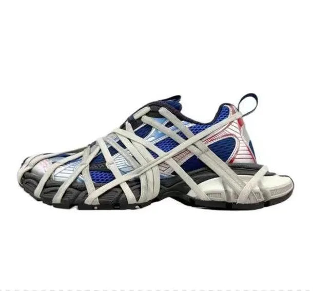 Balenciaga Red Distressed Sneaker - Hình 3