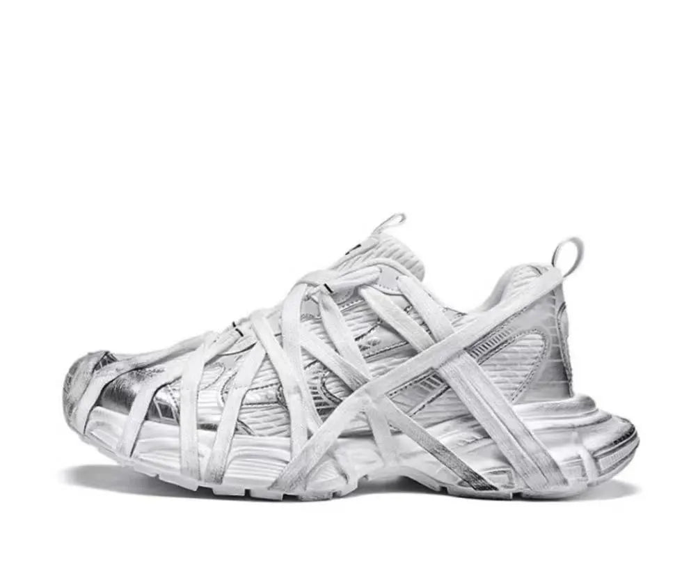 Balenciaga Red Distressed Sneaker - Hình 2