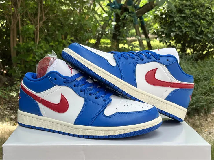 leather Air Jordan 1 Low Blue Red - Hình 4
