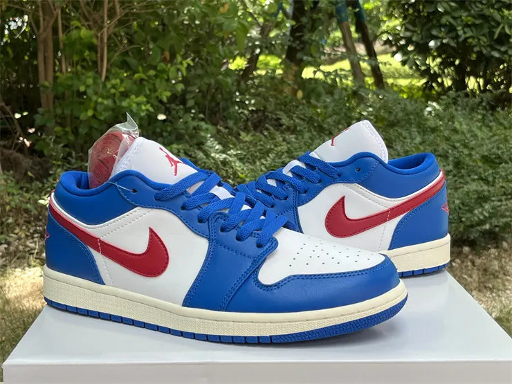 leather Air Jordan 1 Low Blue Red - Hình 5
