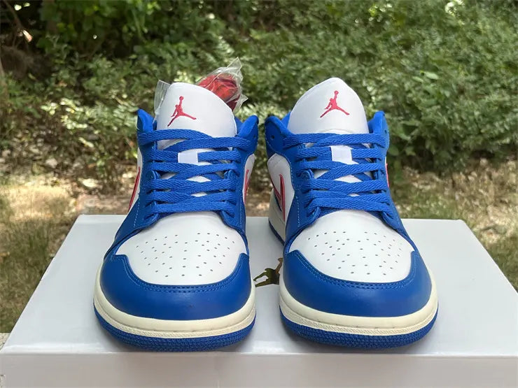 leather Air Jordan 1 Low Blue Red - Hình 6