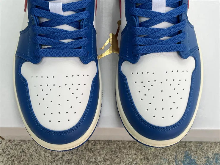 leather Air Jordan 1 Low Blue Red - Hình 7