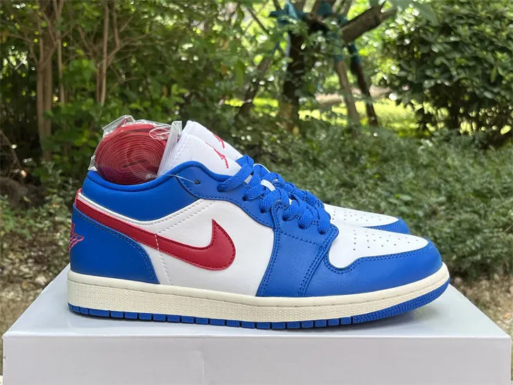 leather Air Jordan 1 Low Blue Red - Hình 2