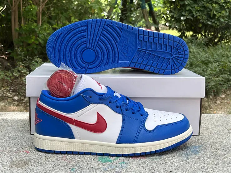 leather Air Jordan 1 Low Blue Red - Hình 11