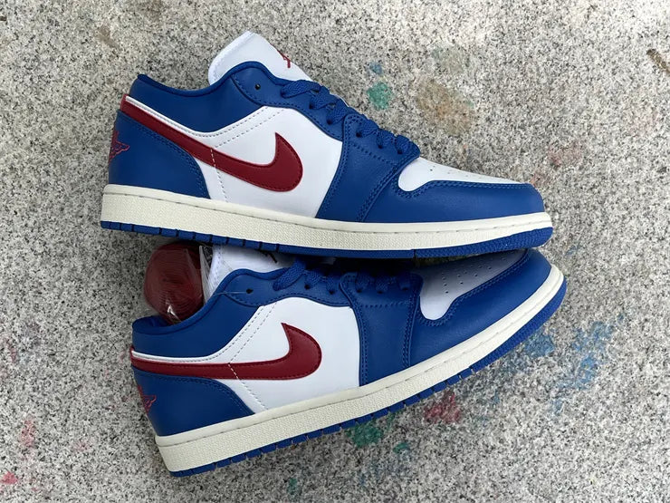 leather Air Jordan 1 Low Blue Red - Hình 15