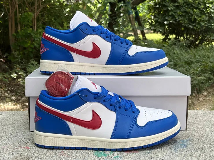 leather Air Jordan 1 Low Blue Red - Hình 12