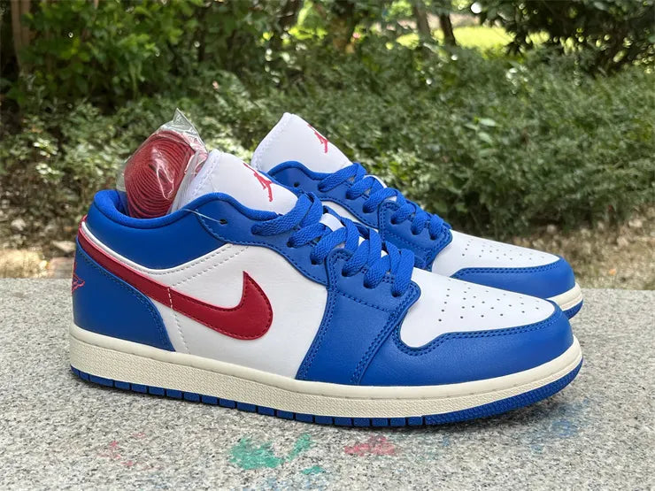 leather Air Jordan 1 Low Blue Red - Hình 13