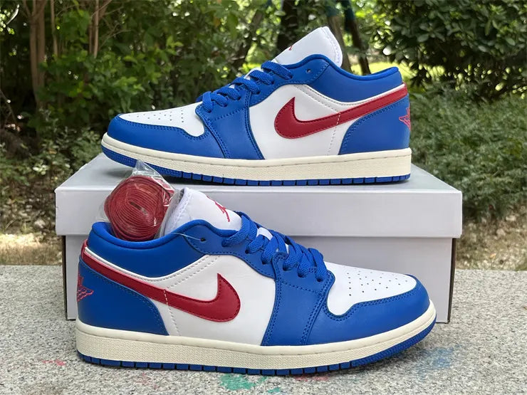 leather Air Jordan 1 Low Blue Red - Hình 10