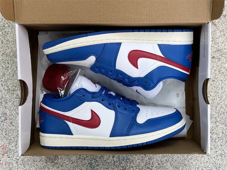 leather Air Jordan 1 Low Blue Red