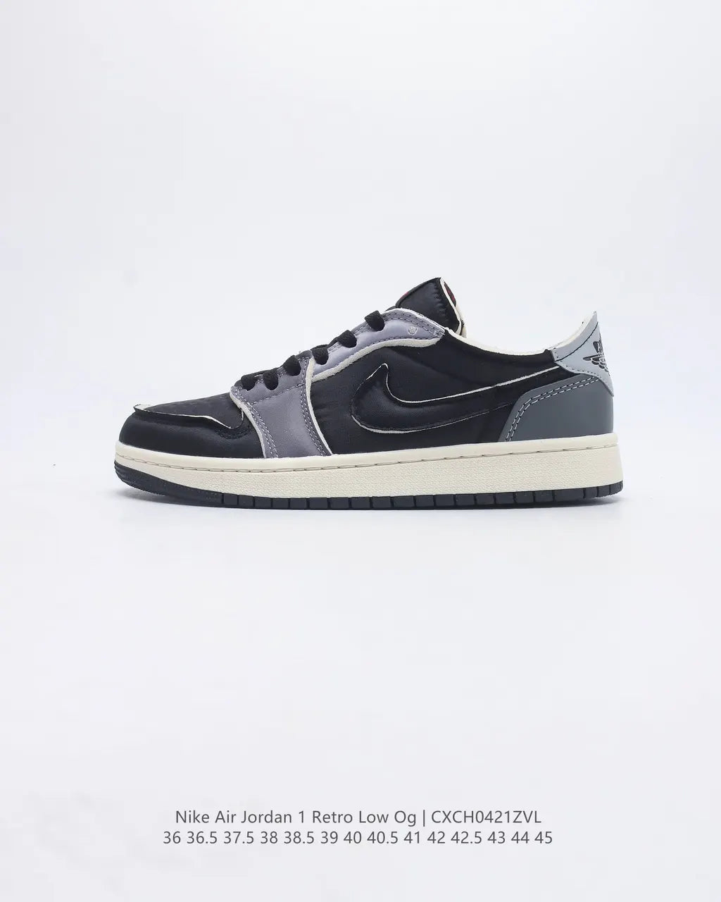 retro Nike Air Jordan 1 Low Black Grey - Hình 6
