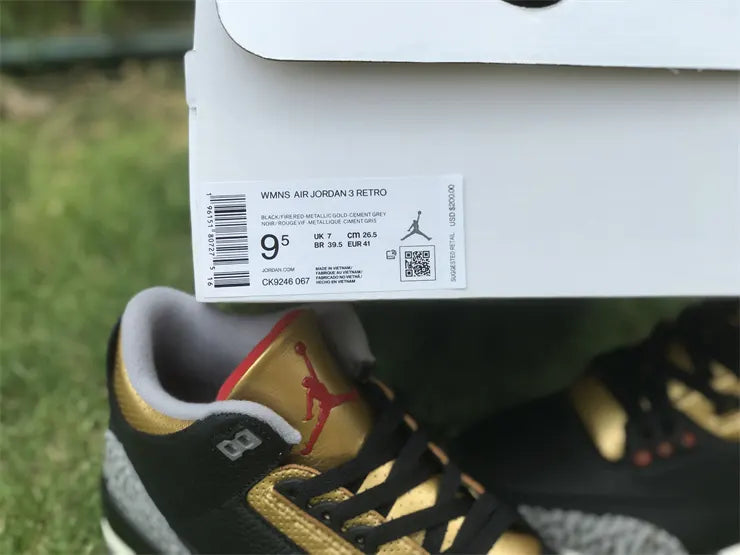 retro basketball Air Jordan 3 Black Gold - Hình 15