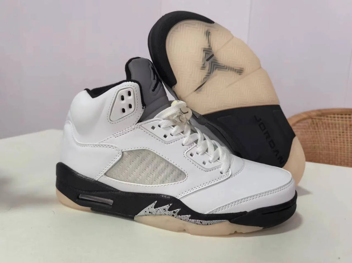 premium Air Jordan 5 Retro White Black - Hình 3