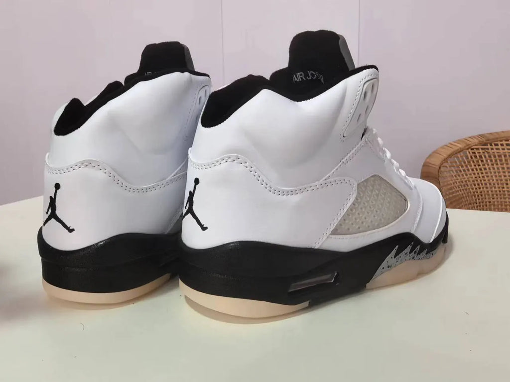 premium Air Jordan 5 Retro White Black - Hình 4