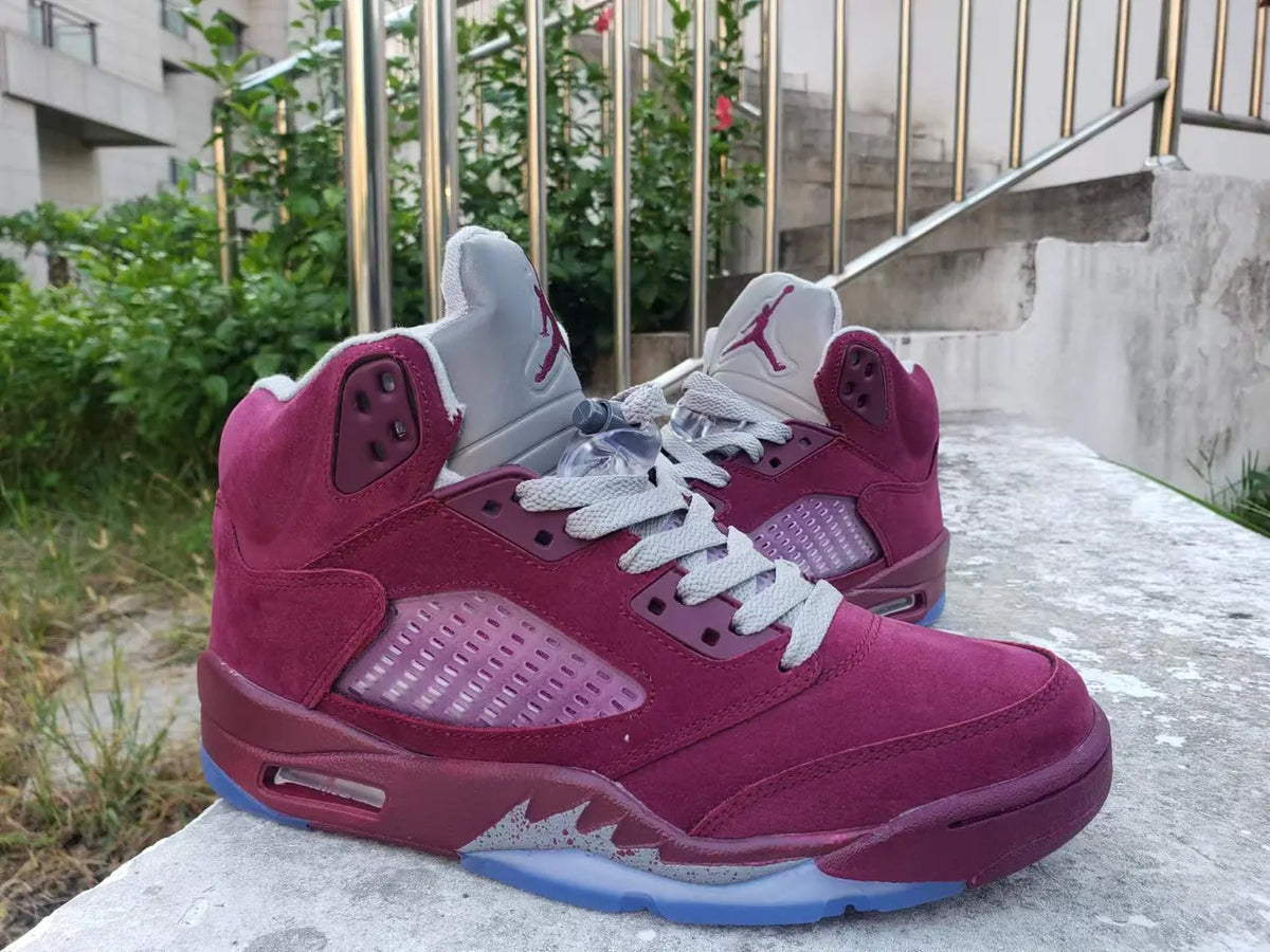 suede Air Jordan 5 Burgundy - Hình 4