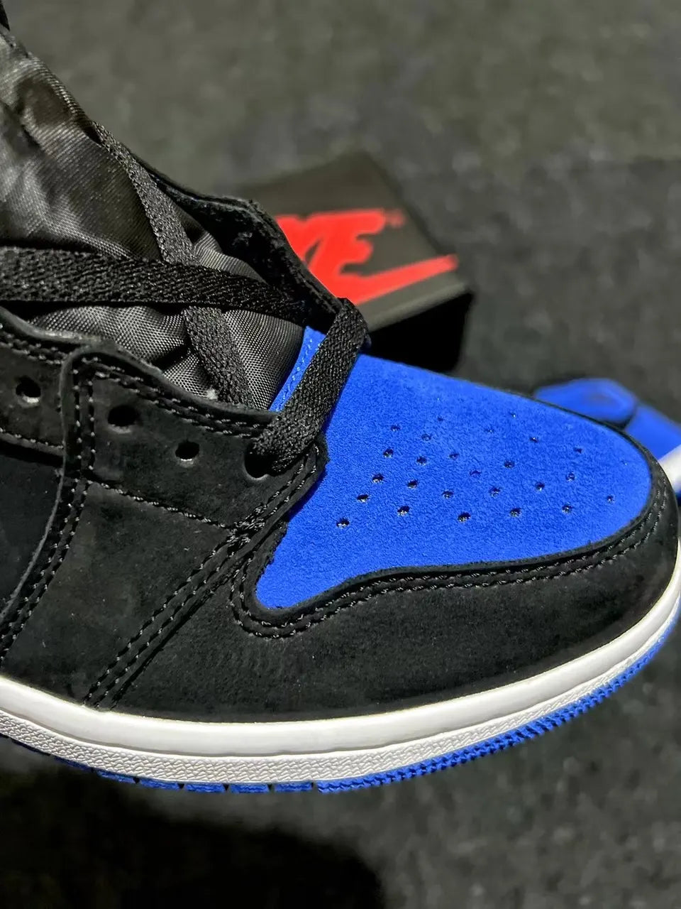 Air Jordan 1 Black Blue Suede - Hình 7