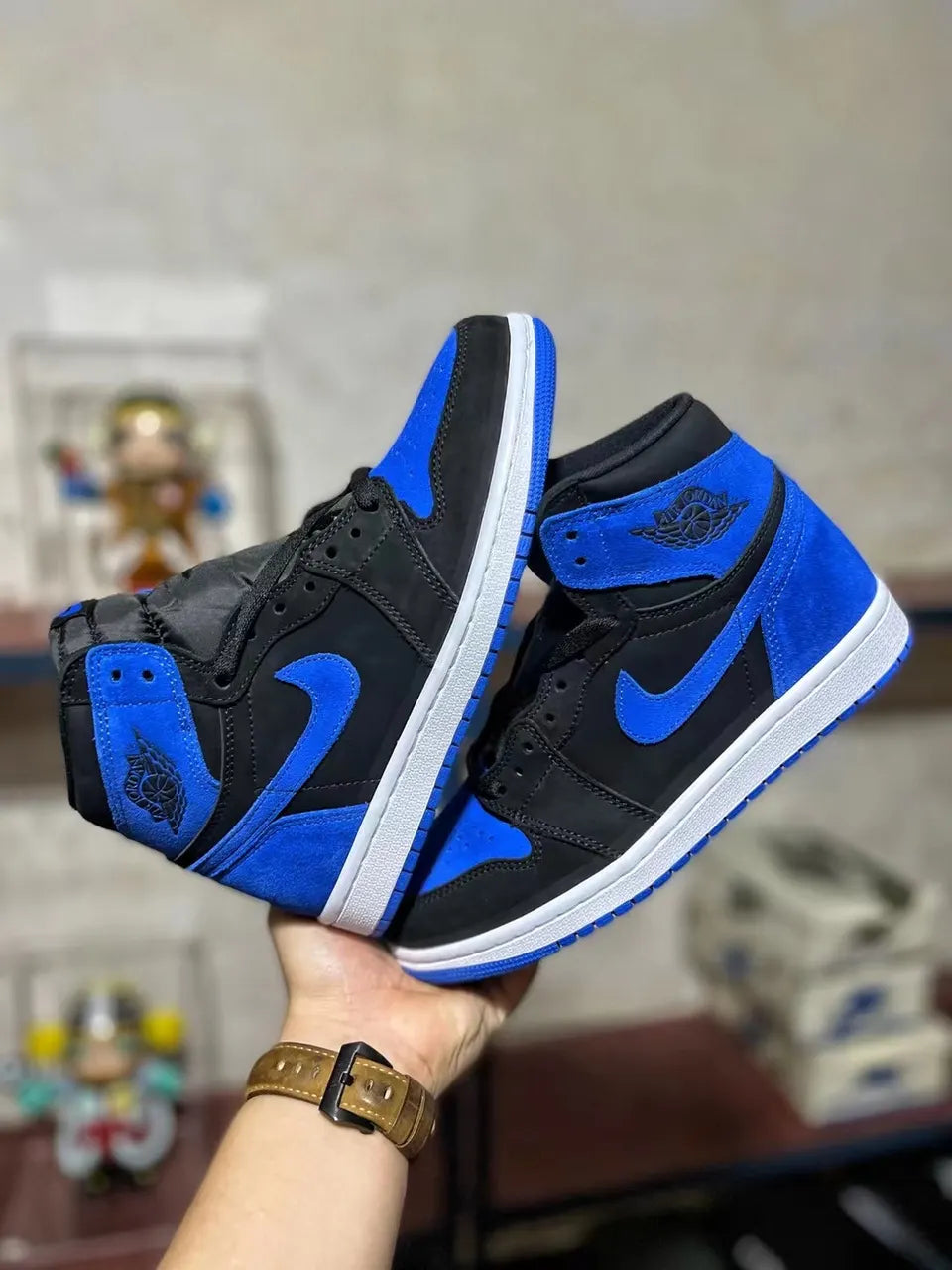 Air Jordan 1 Black Blue Suede - Hình 5