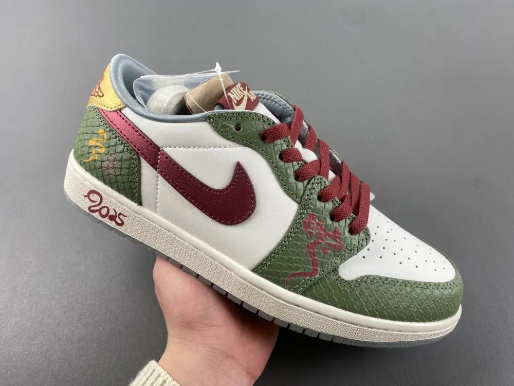 Air Jordan 1 Low Olive/Burgundy - Hình 15