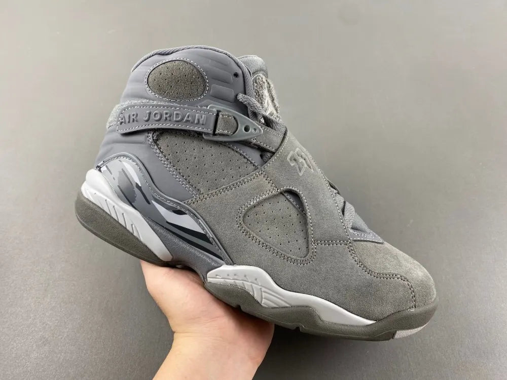 premium Air Jordan 8 Retro Grey Suede - Hình 12