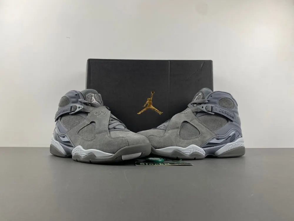 premium Air Jordan 8 Retro Grey Suede - Hình 14