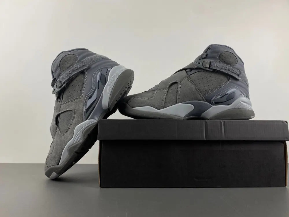 premium Air Jordan 8 Retro Grey Suede - Hình 4